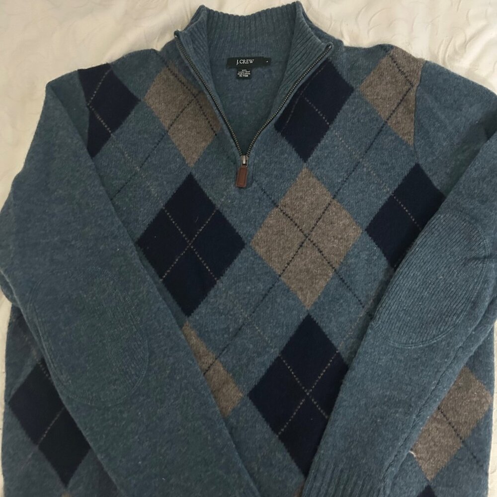 J. Crew 100% Wool Quarter Zip Large Sweater